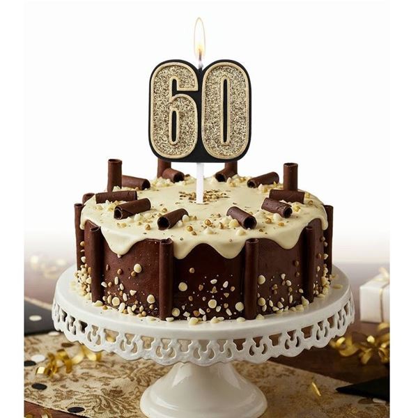 Imagen de Vela Número 60 con Purpurina Dorada (5,5cm)