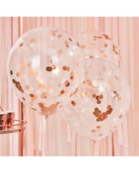 Picture of Globos Confeti Rosa Dorado Látex 60cm (3 unidades)