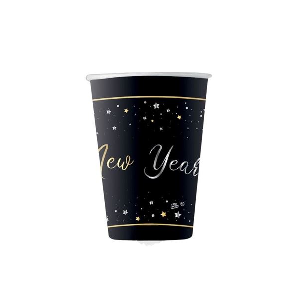 Imagen de Vasos Happy New Year Stars cartón 250ml (6 unidades)