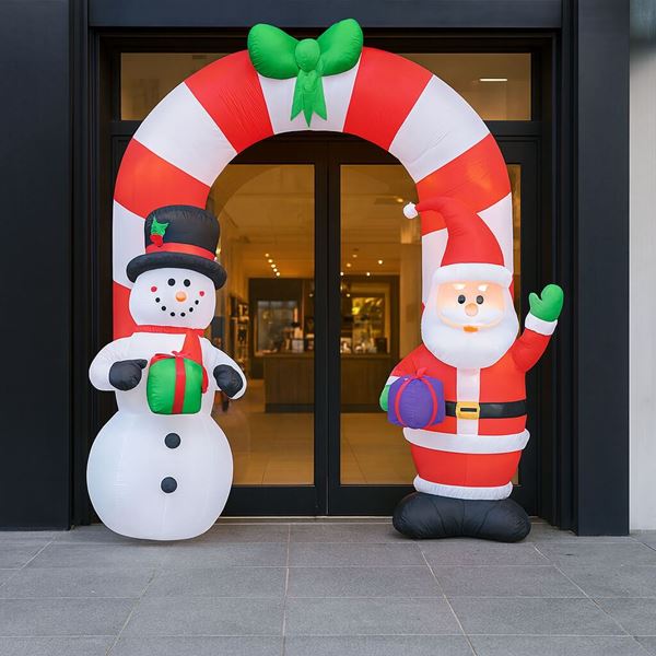 Imagen de Arco Auto-hinchable Navideño Papá Noel y Muñeco de Nieve (240cm)