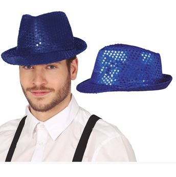 Imagens de Sombrero Gangster Azul Lentejuelas