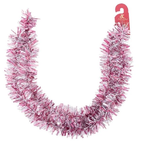 Imagens de Espumillón Rosa y Plata Brillante (180cm x 7cm)