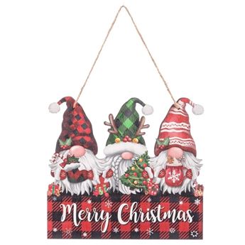 Imagens de Letrero Navideño Merry Christmas Gnomos Madera 29cm