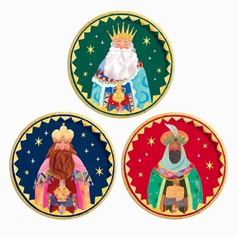 Imagens de Platos Cartón Llano Redondo Ø 23 cm Noche de Reyes Magos (6 unidades)