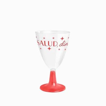 Imagens de Copa Agua/Vino Plástico Navidad 220 cc Rojo 'Salud. Dinero y Amor' (3 uds)