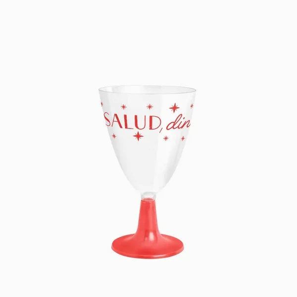 Picture of Copa Agua/Vino Plástico Navidad 220 cc Rojo 'Salud. Dinero y Amor' (3 uds)
