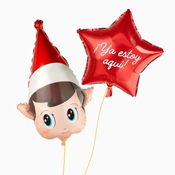 Picture of Set Globo Foil Cabeza Elfo Mágico con Estrella Roja 'Ya Estoy Aquí!'