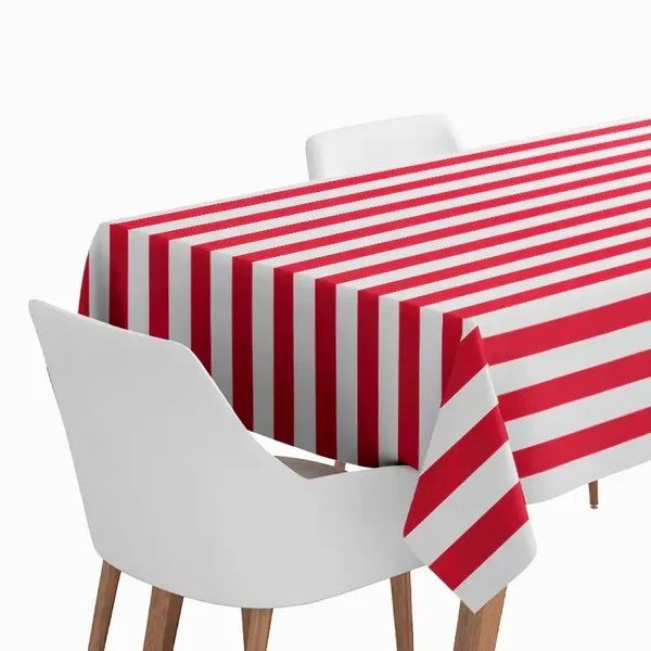 Imagen de Mantel Papel Plegado Impermeable 1.20 x 1.80 m Rayas Rojo y Blanco