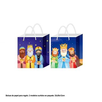 Picture of Bolsa Reyes Magos Azul Surtida Grande papel (32x26x11cm)