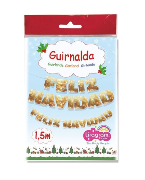 Picture of Guirnalda Letras Feliz Navidad Oro 1,5m