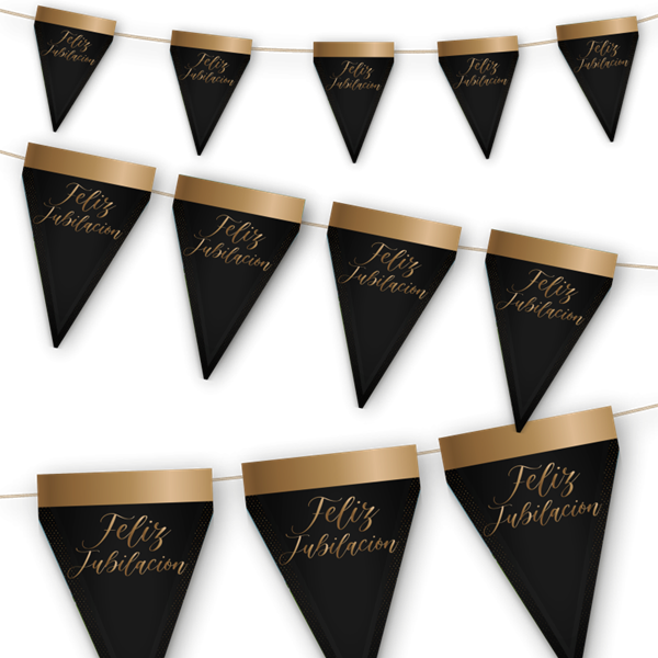 Imagen de Banderín Feliz Jubilación Negro Cartón (3m)