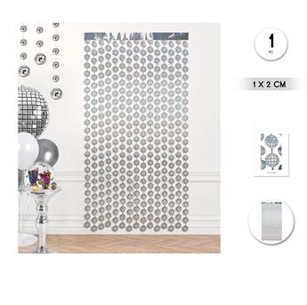 Picture of Cortina Disco Espejo Decorativa plata 2m x 1m