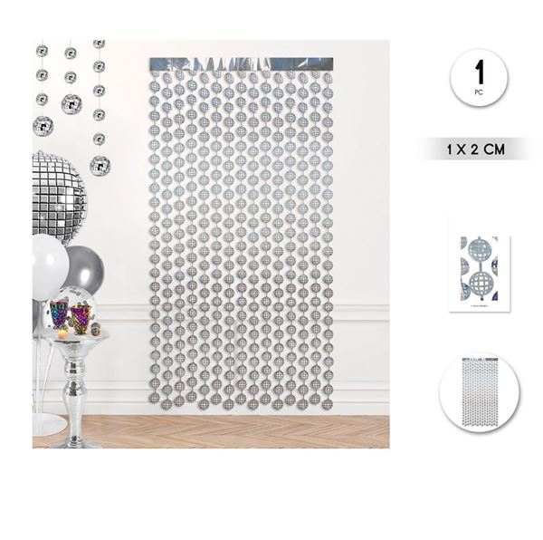 Imagens de Cortina Disco Espejo Decorativa plata 2m x 1m