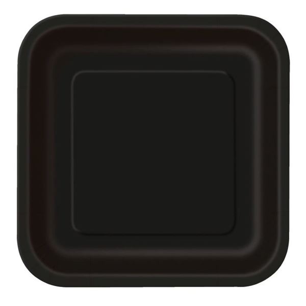 Imagen de Platos Negros Cuadrados cartón 23cm (14uds)