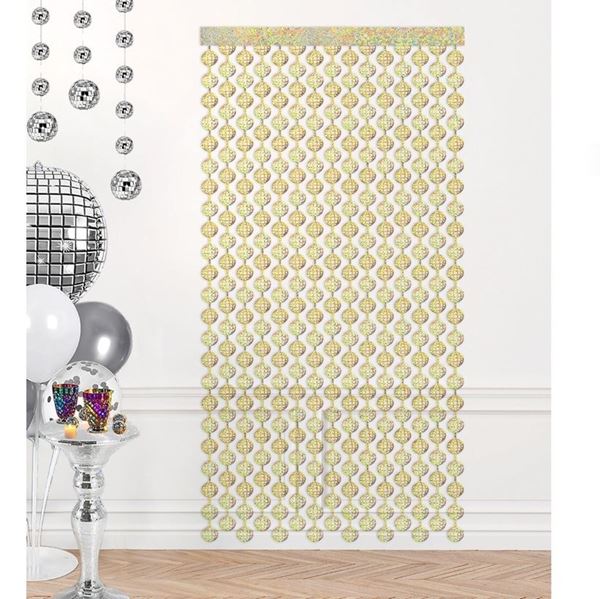 Picture of Cortina Disco Espejo Decorativa Dorada 2m x 1m