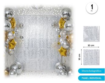 Picture of Panel de Lentejuelas Plateado Holográfico Cuadrado 30x30cm (12 uds)