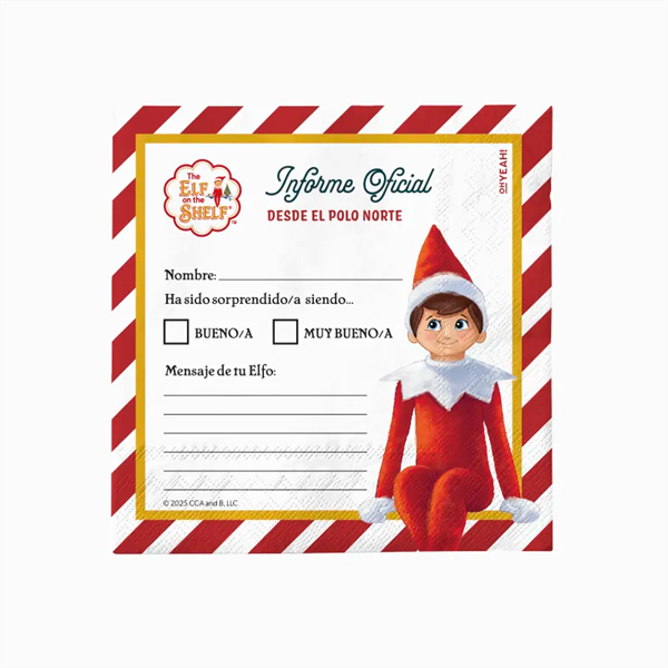Imagen de Servilleta Doble Capa Papel 33 x 33 cm Elfo Travieso Carta - The Elf on the Shelf