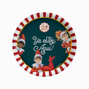Picture of Plato Llano Redondo Cartón Ø 23 cm Elfo Travieso - The Elf on the Shelf