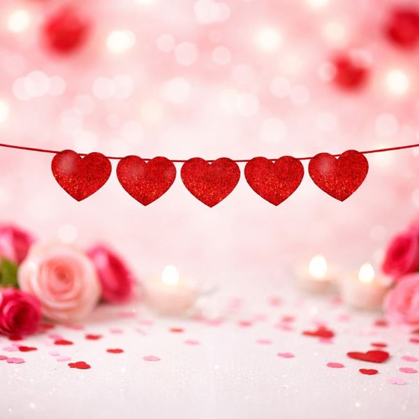 Imagen de Guirnalda Corazones Rojos Cartón Decoración (3m)
