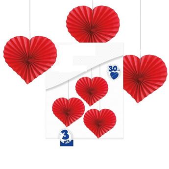 Picture of Decorado Abanicos Corazones Rojos 30cm (3 unidades)