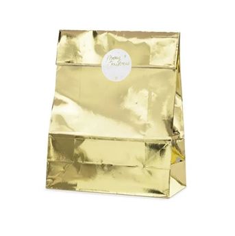 Imagen de Bolsas Regalo Doradas Navideñas Papel (3uds)
