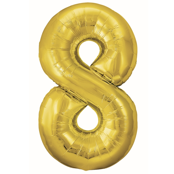 Imagen de Globo Número 8 Dorado Metálico 86cm