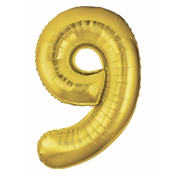 Imagen de Globo Número 9 Dorado Metálico 86cm