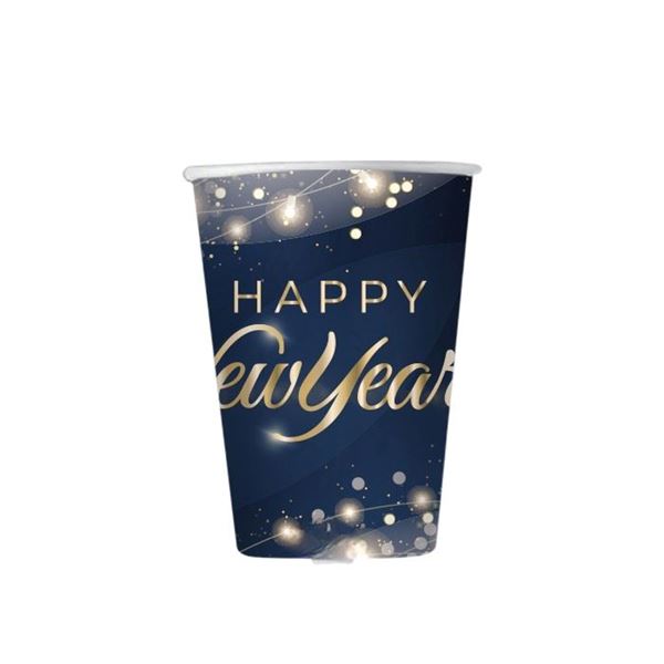Imagens de Vasos Happy New Year Glamour cartón (6 unidades)
