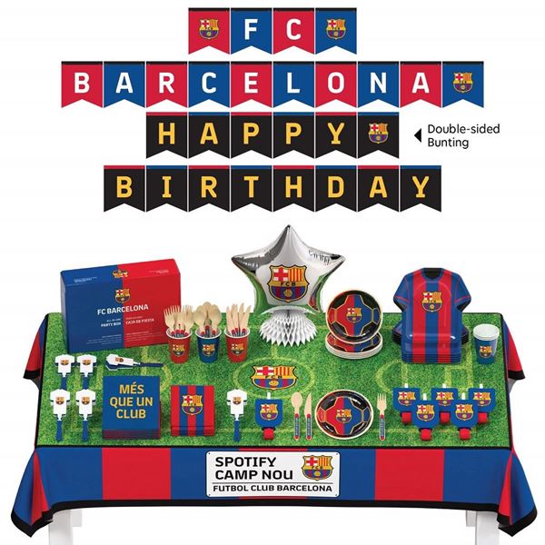 Imagen de Caja de Fiesta FC Barcelona – Set completo para 6 personas (75 piezas)