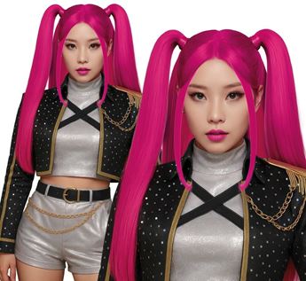 Picture of Peluca Pink Nova – Guerreras K-Pop Demon Hunters, coletas fucsia cosplay
