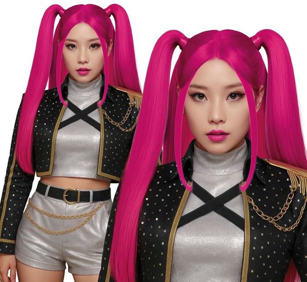 Picture of Peluca Pink Nova – Guerreras K-Pop Demon Hunters, coletas fucsia cosplay