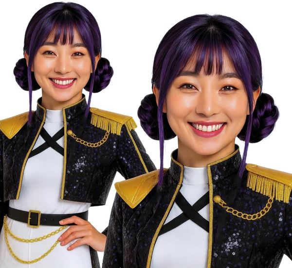 Picture of Peluca K-Pop Starry Buns – Guerreras K‑Pop Demon Hunters, moños morados con flequillo