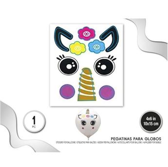 Imagens de Pegatinas para Globos Diseño Unicornio 10x15 cm