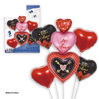 Imagen de Bouquet Globos Regalo Te Amo Corazones