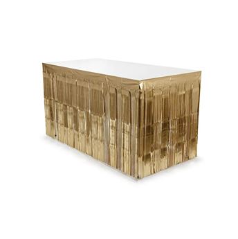 Picture of Falda de Mesa con Flecos Dorados Elegante 300x80 cm