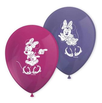 Imagen de Globos Minnie Mouse Disney Morado y Rosa Látex (8 uds)