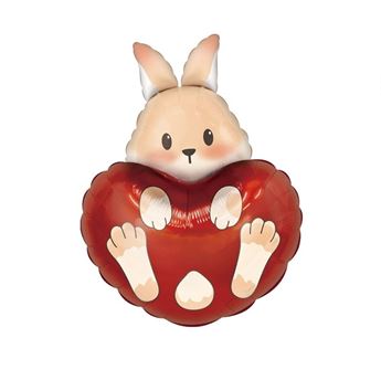 Imagen de Globo Foil Conejito con Corazón Rojo (76cm x 56cm)