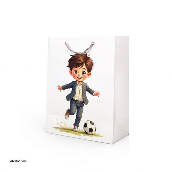 Imagens de Bolsa Mi Primera Comunión Niño Fútbol Cartón (18x10x23cm)