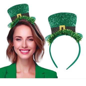 Imagen de Diadema Chistera Verde con Purpurina