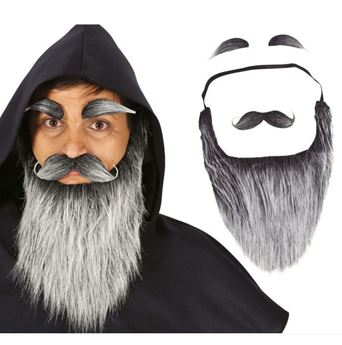 Picture of Barba Larga Gris con Bigote y Cejas