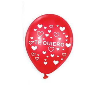 Imagens de Globos Rojos Te quiero con Corazones Blancos Látex (6uds)