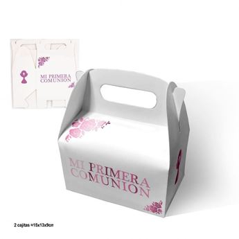 Imagens de Caja Mi Primera Comunión Blanca y Rosa cartón (2 unidades)