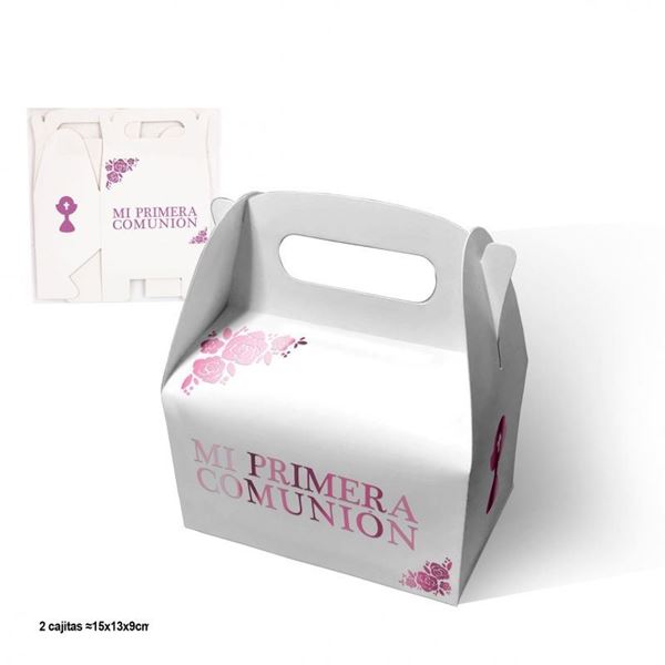 Imagens de Caja Mi Primera Comunión Blanca y Rosa cartón (2 unidades)