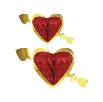 Picture of Decoración Colgante Corazón Rojo y Dorado (2 unidades)