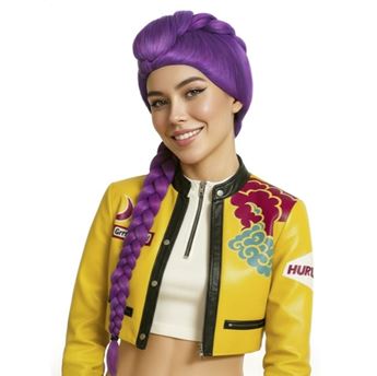 Imagen de Peluca K-pop morada con trenza 