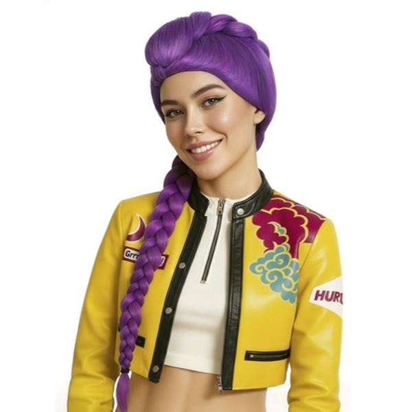 Imagen de Peluca K-pop morada con trenza 
