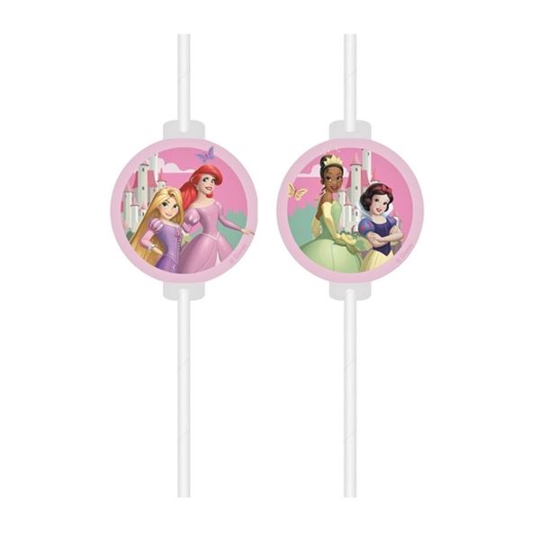 Imagen de Pajitas papel Mundo Princesas Disney (4uds)