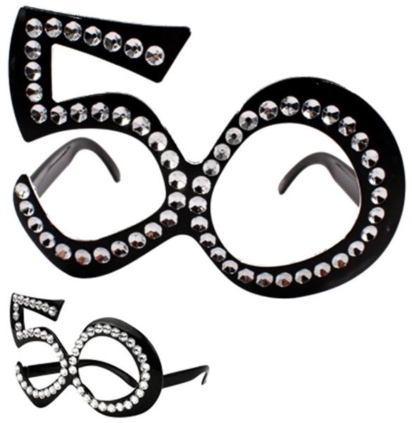 Imagen de Gafas 50 Cumpleaños negras con Brillantes