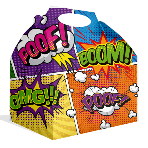 Imagen de Caja Chuches Comic Superhéroes cartón (20x16x11cm)