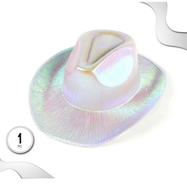Imagen de Sombrero Vaquero Cowboy Blanco Holográfico